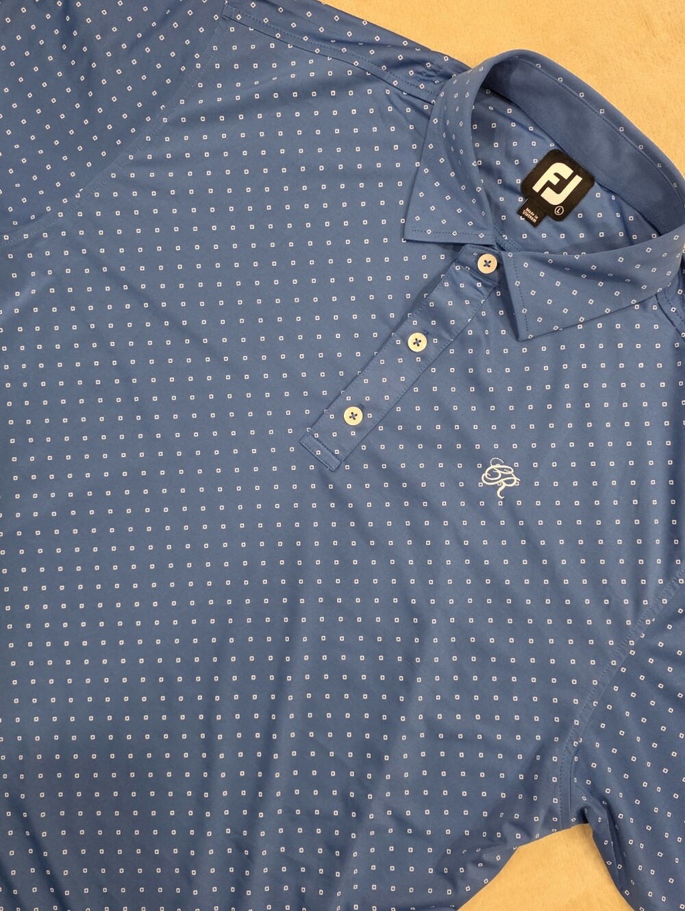 FootJoy Golf Polo Men's Large Blue Patterned Short Sleeve Shirt Lightweight FJ